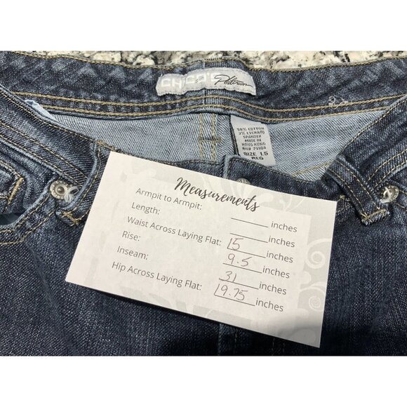 Chicos Jeans Size 1.5 (10) Platinum Quartz Straight Women’s Blue Stretch - Picture 7 of 7